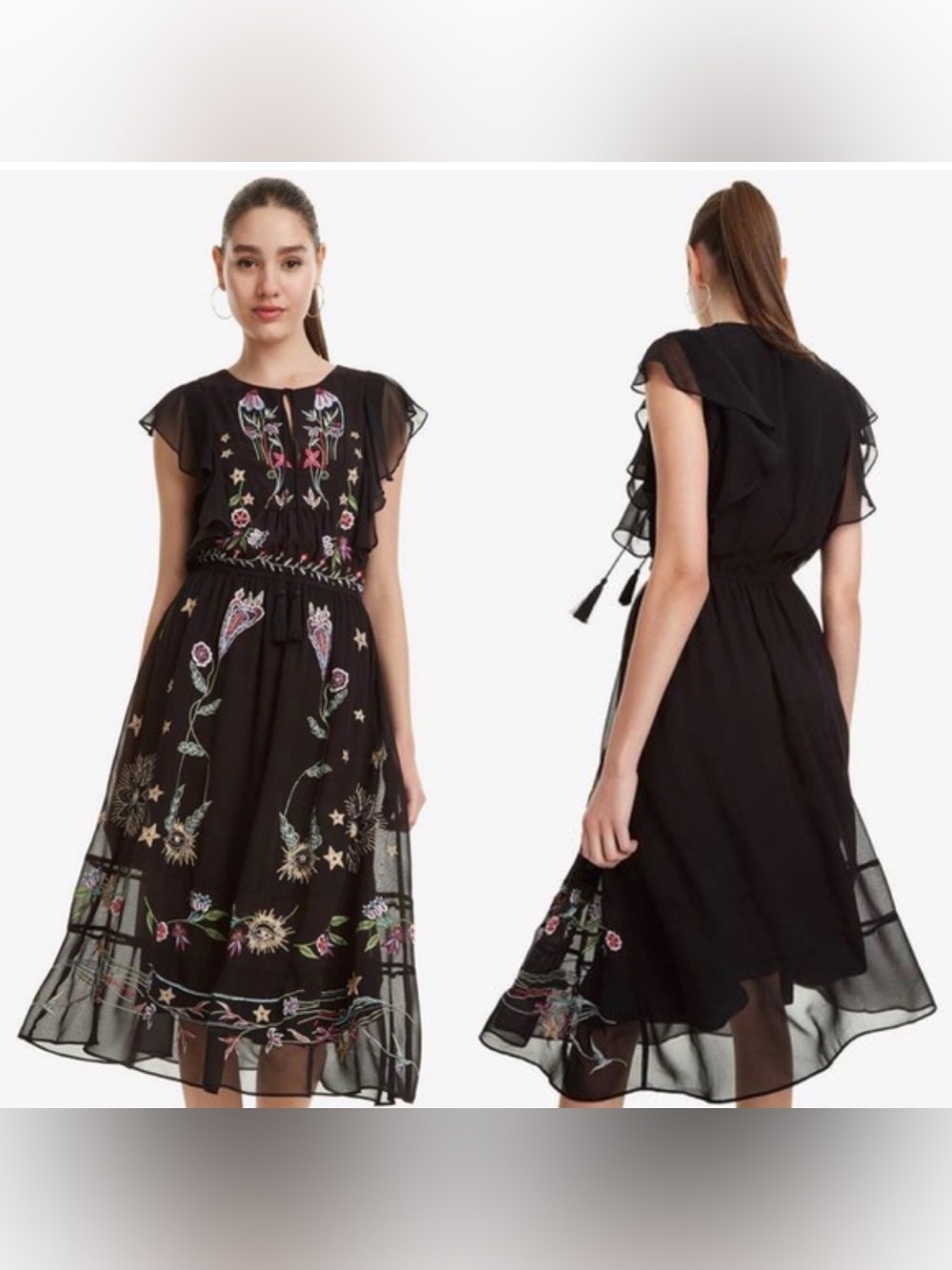 Desigual Vest Sandy Embroidered Midi Dress - Picture 3 of 4